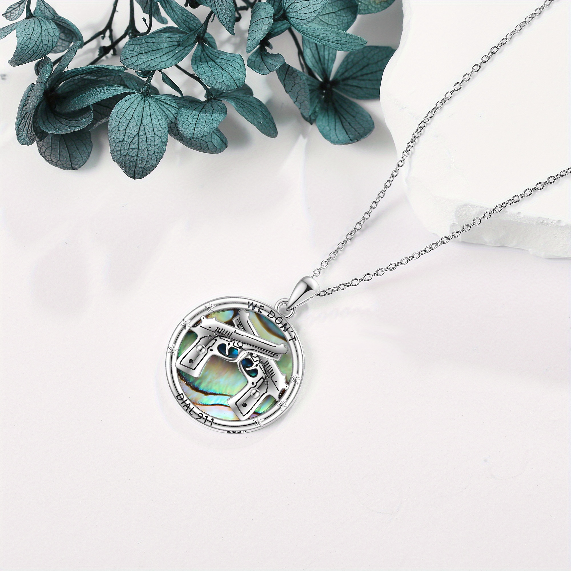Gun Necklace 925 Sterling Silver Unisex Gun Charm Pendant Necklaces